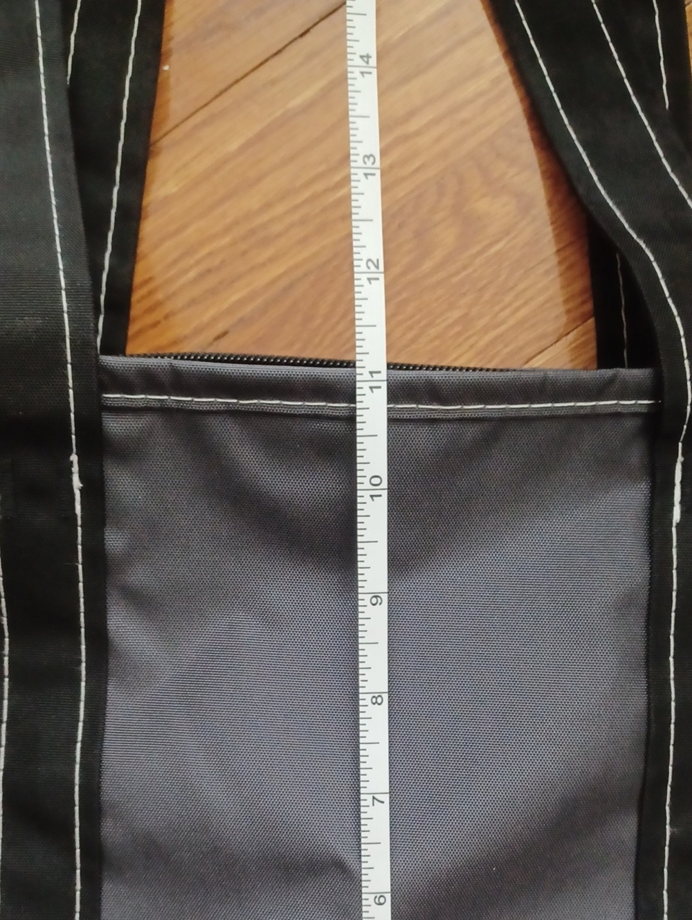 L.L. Bean Tote Bag Lightweight Boat Tote Black And Gray Medium Tote Bag W/ Zip - Picture 11 of 16
